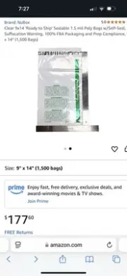 1500 Bags Clear 9x14 'Ready to Ship' Sealable 1.5 mil Poly Bags w/Self-Seal