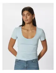 [ONLY] Lea Short Sleeve 2 Way Top in Light Blue