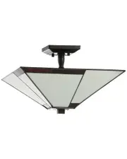 JONATHAN Y Julian 15.7in Tiffany-Style Glass Metal LED Semi-Flush Mount