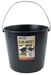 Reko FLEXIBLE ROUND BUCKET 10L Shock Resistant, Ideal For Heavy Duty Jobs, Black