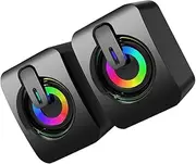jojofuny Wired Gaming Speakers Pair Subwoofer for Laptop Pc Desktop Small Sub Led Decorative Soundbox
