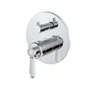 Fienza Eleanor Mordern Vintage Chrome Solid Brass With Ceramic Handle Round Wall Diverter Mixer
