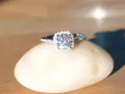 GRA Certified Moissanite Halo 925 Sterling Silver Ring Size P
