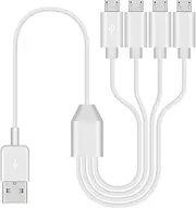 Duttek Multi Micro USB Charging Cable 1.5FT, 4 in 1 Micro USB Splitter Charge Cable, USB 2.0 A Male to Four Micro USB Multi Charging Cable Suniversal Chargers for Micro USB Devices 50CM (White)
