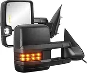 Switchback Towing Mirrors Compatible With 2003-2007 Chevy Silverado 1500/2500 Side Mirrors GMC Sierra Tow Mirrors With Dynamic Turn Signal(Black pair)