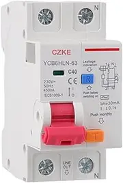 MGTCAR 30mA RCBO MCB 230V 50/60 Hz Residual Current Circuit Breaker with Over Current and Leakage Protection 6/10/16/20/25/32/40A(32A)