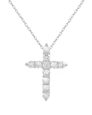 Suzy Levian Silver CZ Cross Pendant Necklace