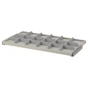 KOMPLEMENT pull-out tray with divider, grey-beige/light grey, 100x58 cm