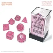 Chessex Borealis Pink/silver Luminary Polyhedral 7-Dice Set