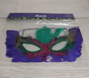 New! Mardi Gras Costume Mask Adult Size Prop Feathers Sequins Party Parade Fun