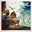 High Tide : Eva Watson : Linocut : 1942 : Art Print