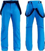 QIULAO Adult Ski Trousers, Men's and Women's Suspenders, Snow Pants, Waterproof and Windproof Veneer Ski Pants, Warm and Breathable Winter Sportswear (Color : Azul, Size : S)