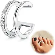 [ORAZIO] Toe Rings for Women,925 Sterling Silver Toe Rings Adjustable Toe Rings - CZ Flower Cross Twist Knot Opal Toe Ring Cuff - Open Womens Toe Rings Stylish Beach Band Ring Nail Rings Foot Jewelry