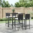 Weather Resistant Garden Bar Set PE Rattan Patio Furniture Outdoor Table Chairs