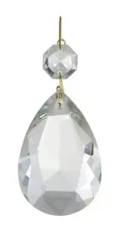 B&P Lamp BrilliantCut 1-1/2 Inch (38MM) Glass Pendalogue, Antique Brass Pin
