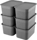 AREYZIN Plastic Storage Baskets with Lids Set of 6 Lidded Storage Organizer Bins