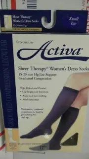 Activa Sheer Therapy 15-20 mmHg Women's Socks, Black, Small