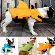 Pet Dogs Shark Safety Life Jacket Swimming Flotation Boating Buoyancy Aid Vest