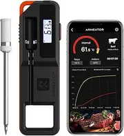 [ARMEATOR] Wireless Bluetooth Meat Thermometer, Instant Read, Dual Sensors, 229ft Range, 72-Hour Battery Life, 350mAh Type-C Rechargeable, LCD Display