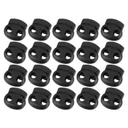 40Pcs 5mm Plastic Cord Locks Double Hole Spring Toggle Stopper, Black