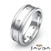 Mens Round Diamond Eternity Wedding Dome Band 14k White Gold Solid Ring 0.15Ct