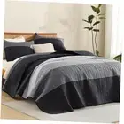 Quilt Queen Size Black, Grey and White, Gray Stripe Patchwork Summer