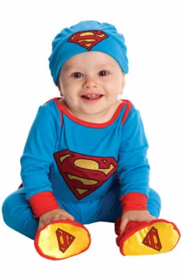 NWT DC Super Friends Superman Infant Costume w/ Hat & Booties 0-6 Months