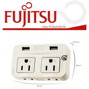 FUJITSU富士通電源轉接壁插(PE4T300) 3孔+2孔+USB埠各2座 一轉二插座 USB充電 2.1A