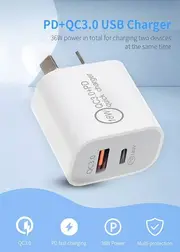 SupRShield Pro 18W PD + QC3.0 AU Plug USB-C Qualcomm Quick Charger Fast Charging Wall Adapter
