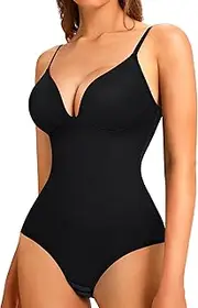 [LODAY] Shapewear Bodysuit Tummy Control Women Slimming Body Shaper Deep V-Neck Body Suits with Built in Bra