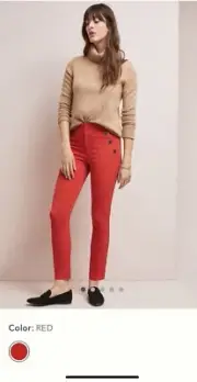 The Essential Slim By Anthropologie Pants Womens Red Orange Button Sides Sized 8