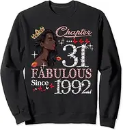 [X.Style] Chapter 31 Fabulous Since 1992 31st Birthday Queen Diamond Sweatshirt ds880 Sweater (2XL) Black