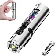 TacliteMini - The Ultimate Everyday Micro Tool, Taclites Flashlight, Rechargeable LED Magnetic Super Bright Flashlight, with Hat Clip, Fingertip Sized Handheld Flashlights (Silver 1Pcs)