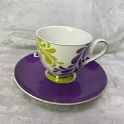 Steeped Tea Alice Collection Purple Reign Cup & Saucer Set New Open Box