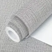 Grey Grasscloth Peel and Stick Wallpaper 17.7inchx118.1inch Textured Wallpape...