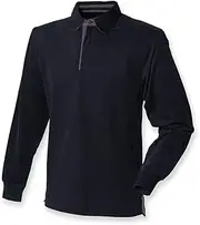 [Front Row] Men's Long Sleeve Super Soft Rugby Shirt Black L