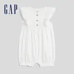 GAP 嬰兒裝 純棉荷葉邊無袖包屁衣/連身衣-白色(832681)