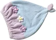IWOWHERO Cute Flower Design Hair Drying Cap Coral Fleece Shower Cap for Women Soft Comfortable Quick Drying