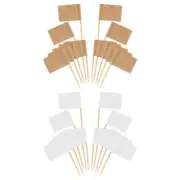 100pcs Blank Toothpick Flags Mini Labels Cheese Marker Picks Cupcake
