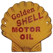 Golden Shell Motor Oil Clam Cast Iron Sign Plaque Man Cave Bar Pub Club Garage