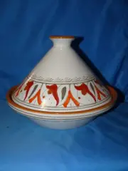 TerraCotta Clay Tagine Pot ~10" Signed Bachmara Tunisia Cone Tipi Shaped