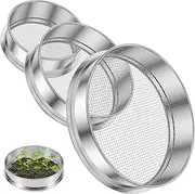 Abizarch 3Pcs Soil Sieve Stainless Steel Garden Sieve Stackable Soil Sifter Set Reusable Garden Soil Sifters Practical Garden Sifter Set Portable Compost Sifter Compact Rock Sifter for Gardening ZHAZH