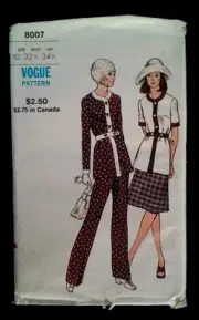 New Vogue.8007 ladies sewing pattern sizes 10 Jacket skirt pants