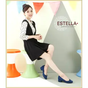 ESTELLA-牛麂皮質感蝴蝶結低跟鞋【EH500114】