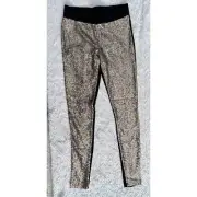 Red Clover leggings with gold sequin front and black solid back Medium
