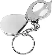 Mini Keychain Pocket Magnifier, Jewelers Magnifying Glass, Portable Foldable Magnifying Glass for Close Work, Gardening, Stamp, Rock Collectings (Silvery, One Size)