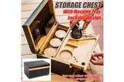 Wooden Storage Chest With Movable Tray Wood Lockable Stash Box Rolling Tray Gift