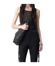 Ann Demeulemeester Mara Wrinkled Cropped Tank Top S,M black
