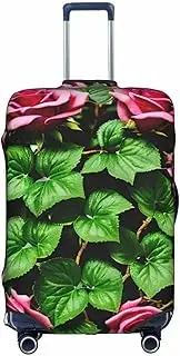 [pvinnk] Floral Rose Ivy with Leaves Spring Print Protective Luggage Cover Elastic Washable Suitcase Travel Gear Protector, White, Medium