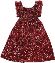 [Generic] Kids Toddler Child Girls Ruffled Sleeve Patchwork Polka Dot Summer Princess Dress Outfits A Winter Flower Girl Dress Long